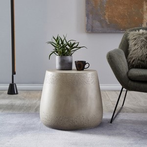 VYNXARIA Eclectic Boho Side Table - Smooth Concrete with Brushed Paint Finish for Unique Decor - 1 of 4