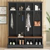 Lycvki Farmhouse 59"W Hall Tree Entryway Bench with 8 Hooks and Shoe Rack - 2 of 4