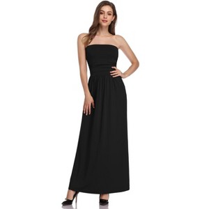 Women Strapless Maxi Boho Vintage Summer Beach Floral Print Hawaiian Party Long Dress - 1 of 4