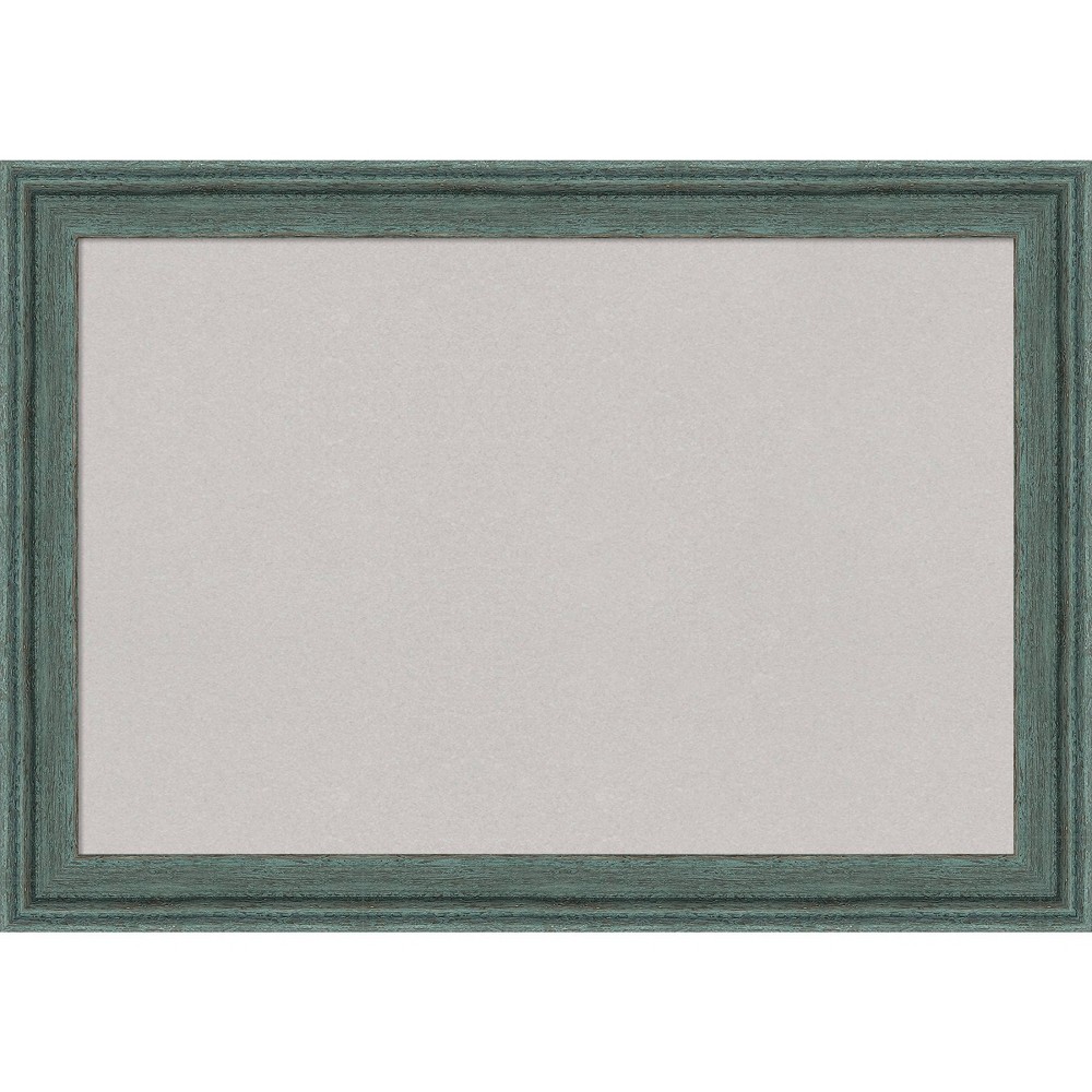 Photos - Dry Erase Board / Flipchart 27"x19" Upcycled Wood Frame Gray Cork Board Teal - Amanti Art