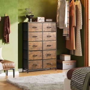 Tall Dresser with 10 Fabric Drawers, Storage Tower with Cabinet, Metal Frame, Organizer Units for Closet - 1 of 4