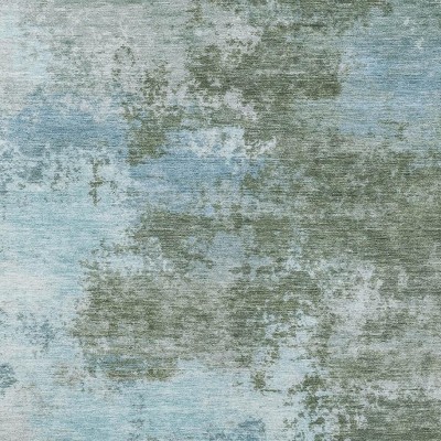 HomeRoots 8' X 10' Sage And Denim Blue Abstract Washable Indoor Outdoor Area Rug