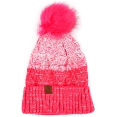 Women's Split-Toned Pom Pom Knit Winter Hat