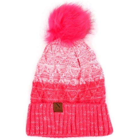 Women's Split-Toned Pom Pom Knit Winter Hat - image 1 of 4