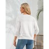 Women's 3/4 Sleeve Knit Cardigan Textured Knit Sweater Cardigan Front Button Lightweight Sweater,White - L - 2 of 4