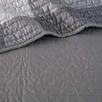 Gray Microfiber Reversible Plaid Daybed Cover Set