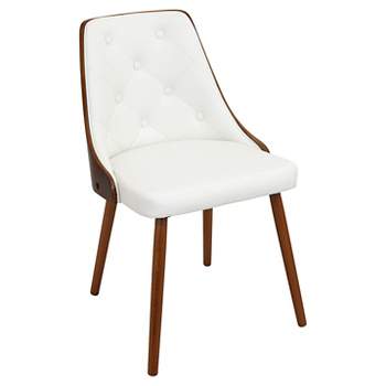 Gianna Mid Century Modern Walnut Wood Back Dining Chair Wood/White - LumiSource