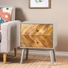 Gulches Gray Framed Finish 24 Inches High Nightstand 2 Natural Finish Drawers Gray Legs - 2 of 4