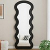 KWPZQEB Full Length Mirror 63"x24", Irregular Wavy for Standing Hanging or Leaning Against Wall for Bedroom, Flannel Wrapped/Metal Stand - 2 of 4