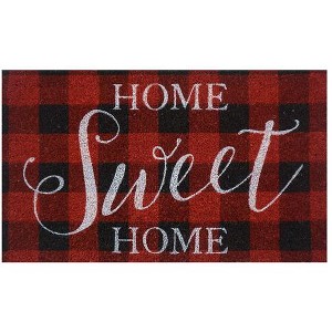 Briarwood Lane Winter Coir Doormat 30x18 Red Checkered Home Sweet Home For Winter Coir Doormat - 1 of 3