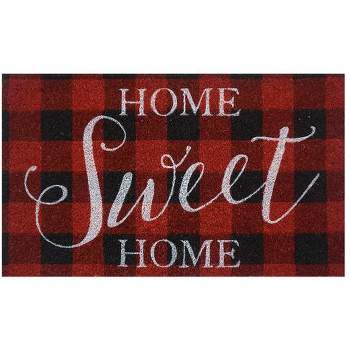 Red Checkered Home Sweet Home Natural Fiber Coir Doormat 30" x 18" Briarwood Lane