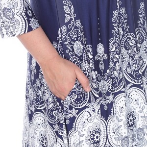 Women's Plus Size 3/4 Sleeve Printed Dulce Tunic Top - White Mark - 1 of 4