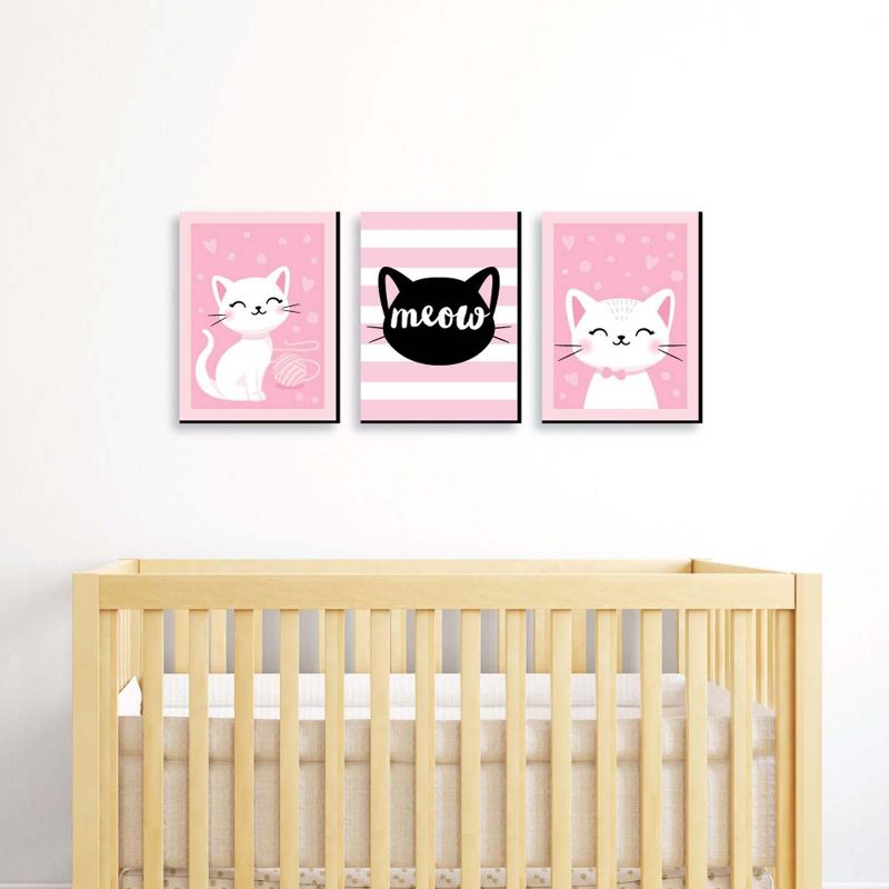 Big Dot of Happiness Purr-fect Kitty Cat - Kitten Meow Nursery Wall Art and Kids Room Decorations - Gift Ideas - 7.5 x 10 inches - Set of 3 Prints, 2 of 8