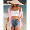 Womens Short Sleeve Cardigan Beach Cover Up Hollow-Out Sweater Cardigan Batswing Sleeve Cover Up Lightweight Cardigan - 4 of 4