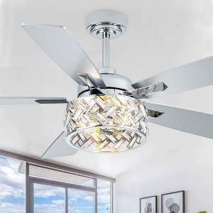 Bella Depot 52"  Crystal Ceiling Fan with Light and Remote 6-Speed Reversible Fan - 1 of 4
