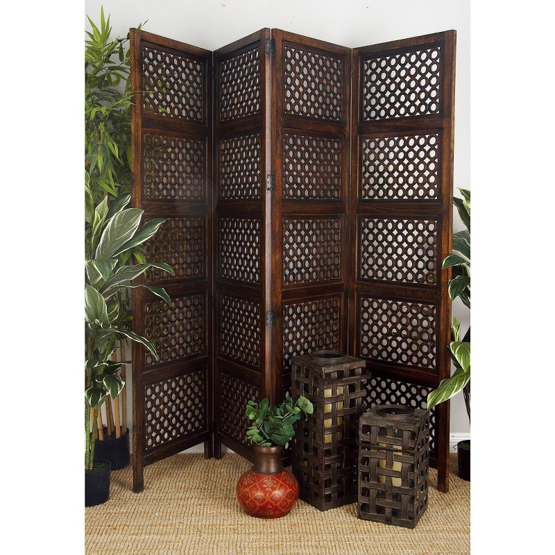 Traditional Wood Rectangle Room Divider Screen Brown - Olivia &#38; May, 3 of 11
