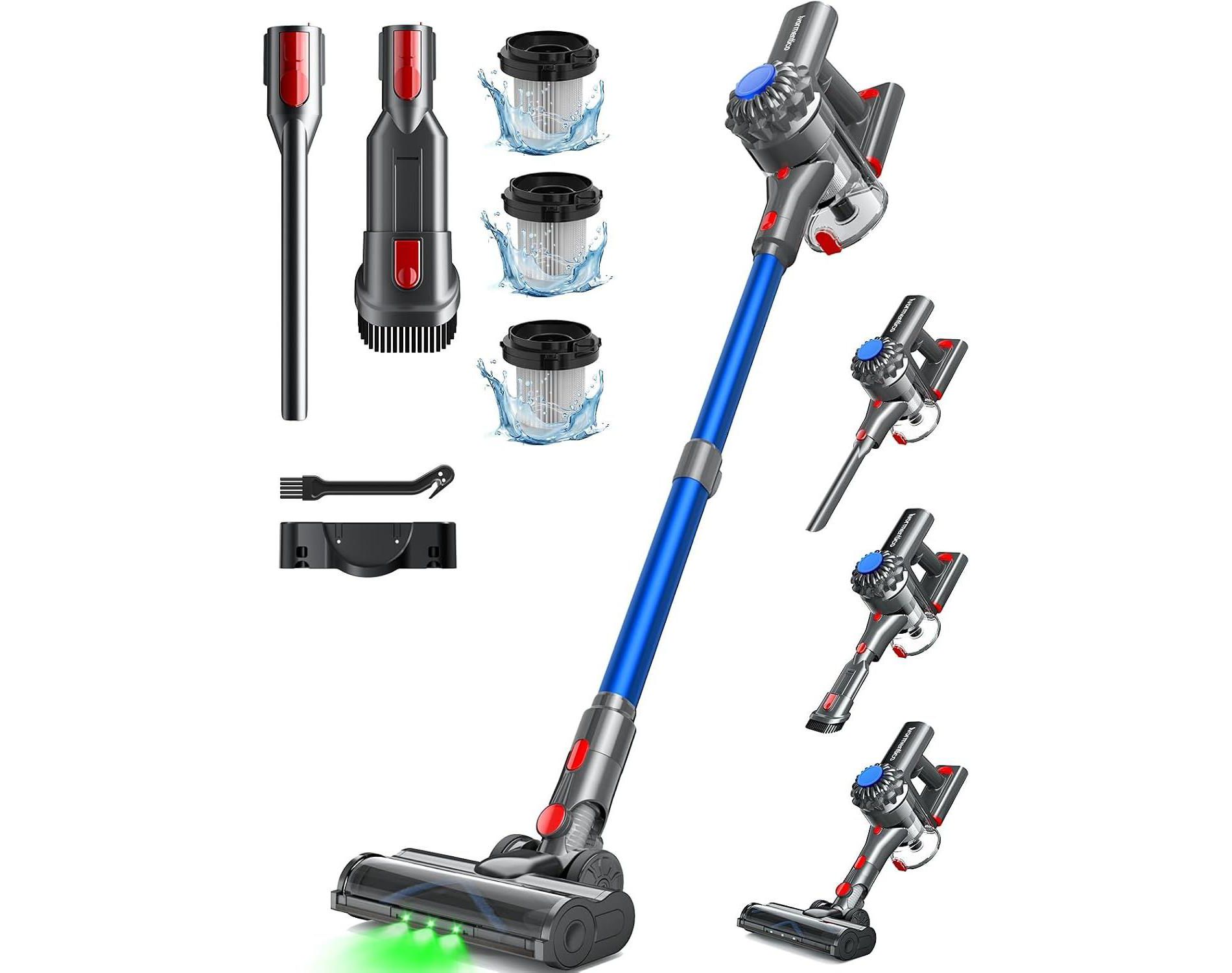 Cordless Vacuum Cleaner, Upgraded 450W 40KPA 50Mins Vacuum Cleaners for Home, Self-Standing Stick Vacuum, Anti-Tangle for Pet Hair Carpet