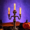 Joyfy 2 Pcs Halloween Decoration Skull Candelabra, LED Lights Flameless Candles Holder Table Decor for Haunted House Home Party Supply - 2 of 4