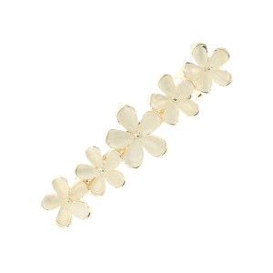 Unique Bargains Flower French Barrette Hair Clips Gold Tone Beige 1 Pc - 1 of 4