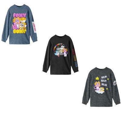 Lankybox Character Art 3-pack Crew Neck Long Sleeve Youth Boy’s Tee Set ...