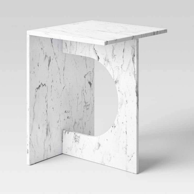 Faux Marble Accent Table White - Threshold&#8482;, 1 of 7