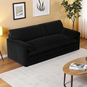 66" Velvet 3-in-1 Convertible Sleeper Sofa Bed with Pull-Out Frame, Side Storage & Wheels - 1 of 4