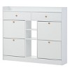 Tipping Bucket Shoe Cabinet With 4 Flip Drawers,2-Tier Shoe Storage Organizer With Drawers,Freestanding Shoe Cabinet For Entryway-Cuddlewood - 3 of 4