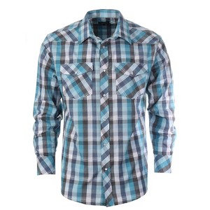 Gioberti Men's Western Plaid Long Sleeve Shirt with Pearl Snap-on - 1 of 2