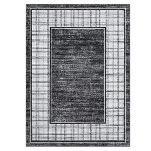 Washable Modern Bordered Rug Non Slip Low Pile Rug Soft Contemporary Throw Floor Cover Foldable Indoor Carpet for Living Room Bedroom Playroom - 1 of 4