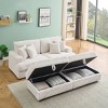 Modern 88.6" Corduroy Deep Seat Sofa with 2 Storage Ottomans, Cloud-Like Comfy 3-Seater Couch for Living Room or Small Spaces–The Pop Home - 3 of 4