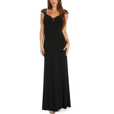 R & M Richards Womens Mesh-Sleeve Gown Dress