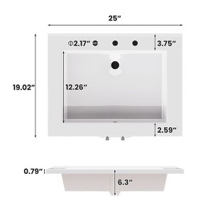 Hyleory 25" Modern Bathroom Vanity With Ceramic Basin, Undermount Sink Cabinet, Free Standing Storage Cabinet With Sink Combo Set - 1 of 4