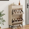 Rattan Shoe Cabinet with 2 Flip Drawers and 1 Pull-Out Drawer, Free Stand Shoe Storage Cabinet - 3 of 4