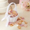Juvale White Flower Girl Basket for Weddings - Flower Pedal Basket in Satin Bowknot and Pearl Design (8 x 5.2 x 6 In) - 2 of 4