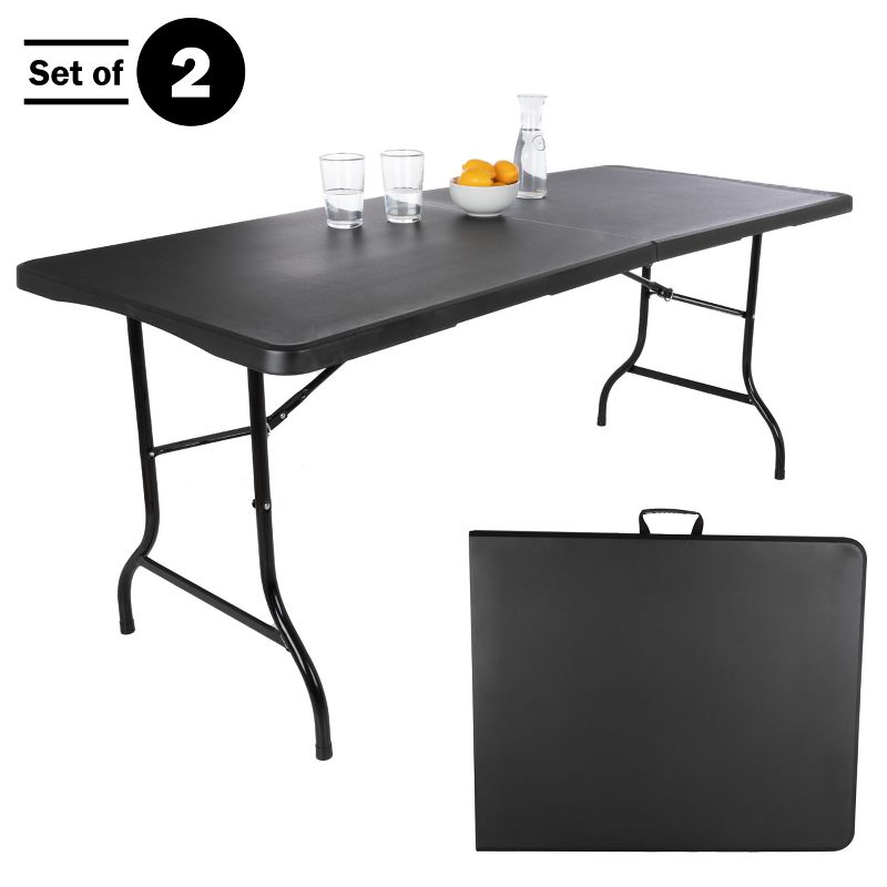 Hasting Home Adjustable Folding Table - Plastic Utility Tabletop, 5 of 12