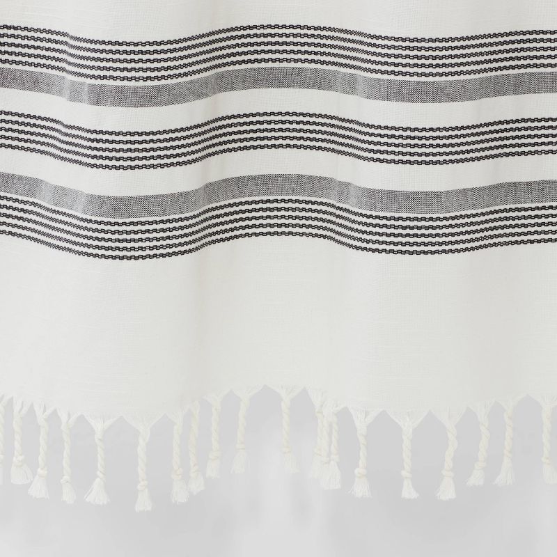 Striped Fringe Shower Curtain Off-White - Threshold&#8482;, 5 of 12