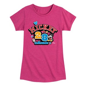 Girls' - Disney - Mickey Mouse Pattern Collage Fitted Short Sleeve Graphic T-Shirt - 1 of 4