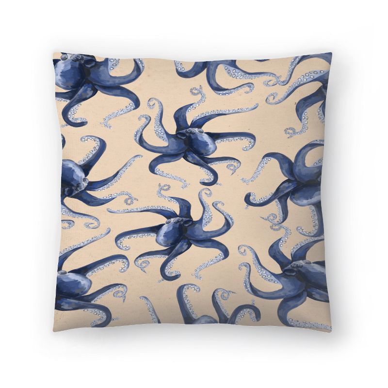 Americanflat Coastal Minimalist Nautical Octopus Pattern By Jetty Home Throw Pillow, 1 of 6