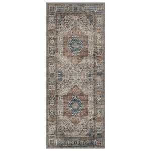 Abynow Medallion Diamond Distressed Rustic Indoor Area Rug - 1 of 4