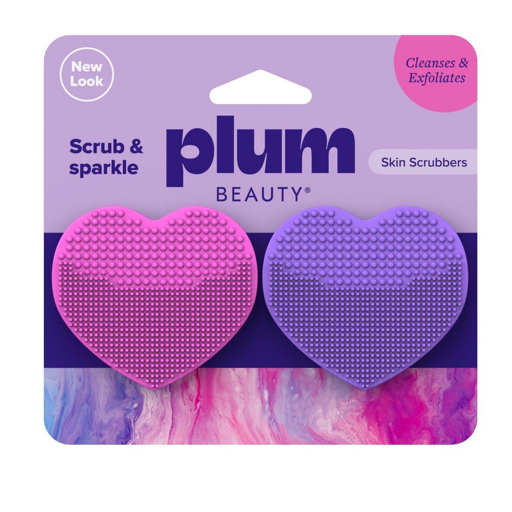 Plum Beauty Skin Scrubbers - Heart - 2pk: Silicone, Beauty Tool Set