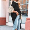 Women's Corduroy Contrast Collar Long Sleeve Button Down Shirt Blouse - 3 of 4
