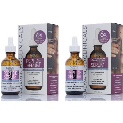 Advanced Clinicals Peptide Facial Serum Moisturizer Skin Care Oil For Face, Wrinkles, Fine Lines, & Puffiness. Set of Two 1.75 Fl Oz