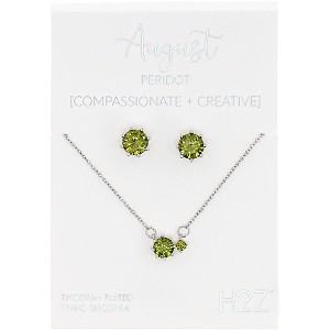 Pavilion Gift Company - August Peridot - 16.5"-18.5" Birthstone Jewelry Gift Set - Necklaces - 1 of 4
