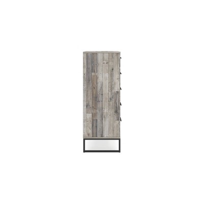 Transitional Whitewash Pine 5-Drawer Chest with Pewter-Tone Pulls