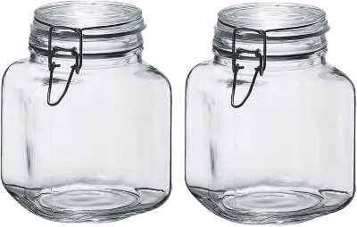 Amici Home Cantania Canning Jar, Airtight, Italian Made Food Storage Jar  Clear with Golden Lid, 3-Piece,35-ounce