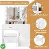 Vanity Desk, Makeup Vanity Desk w/Mirror & 9 LED Light Bulbs Large Drawers &Three Level Storage & Tiers of Open Shelves - 3 of 4