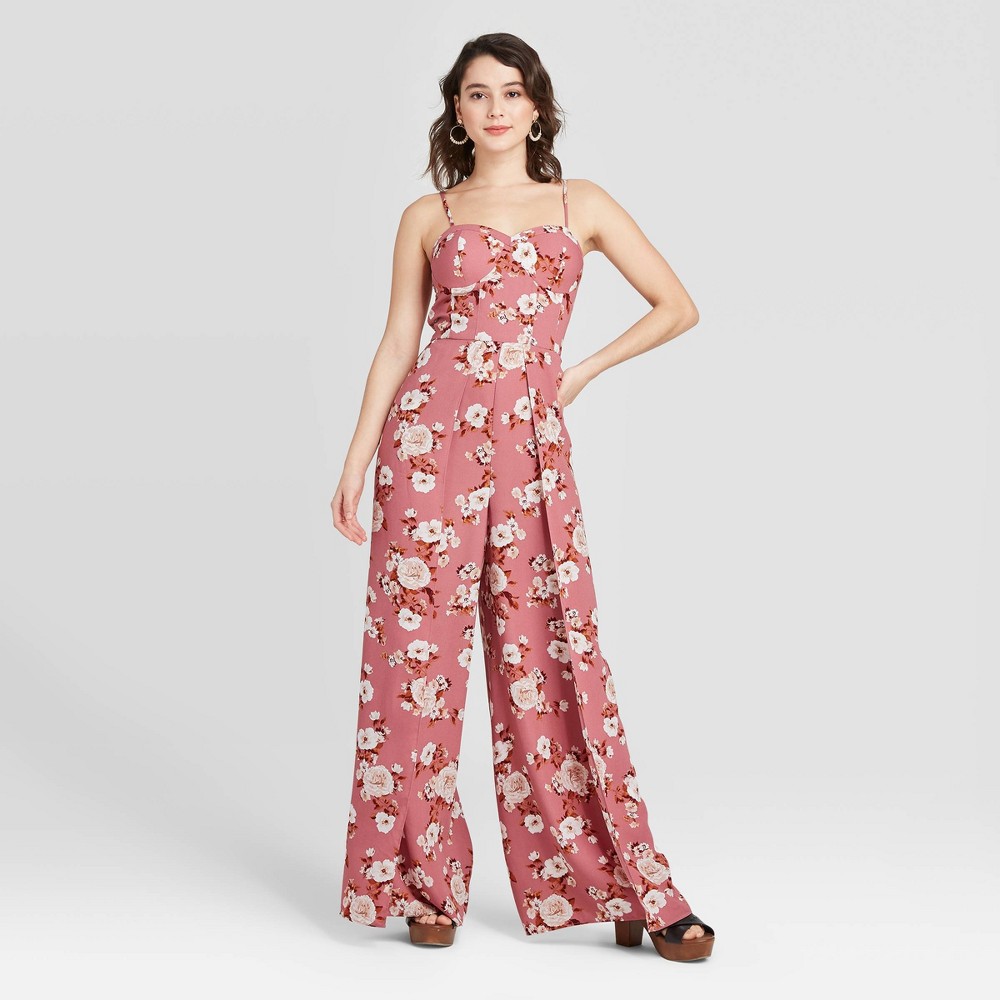 Women's Floral Print Sleeveless Sweetheart Neck Bra Cup Jumpsuit - Xhilaration Rose XS, Women's, Pink was $29.99 now $20.99 (30.0% off)