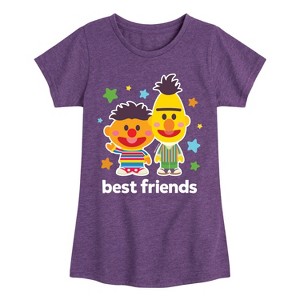 Girls' - Sesame Street - Best Friends Bert Ernie-Girls Fitted Short Sleeve Graphic T-Shirt Fitted Short Sleeve Graphic T-Shirt - 1 of 4