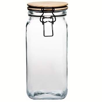 Amici Home Acadia Glass Canister with Wood Lid & Hermetic Seal,, Airtight Lock Lids for Kitchen & Pantry Storage