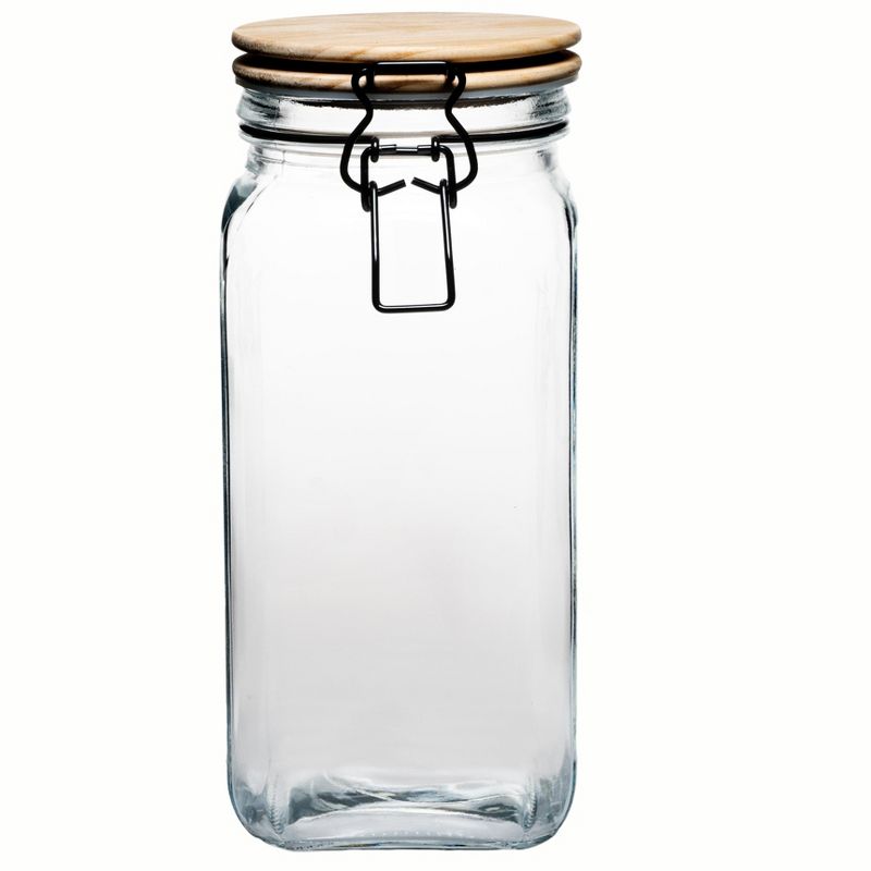 Amici Home Acadia Glass Canister with Wood Lid & Hermetic Seal,, Airtight Lock Lids for Kitchen & Pantry Storage, 1 of 4